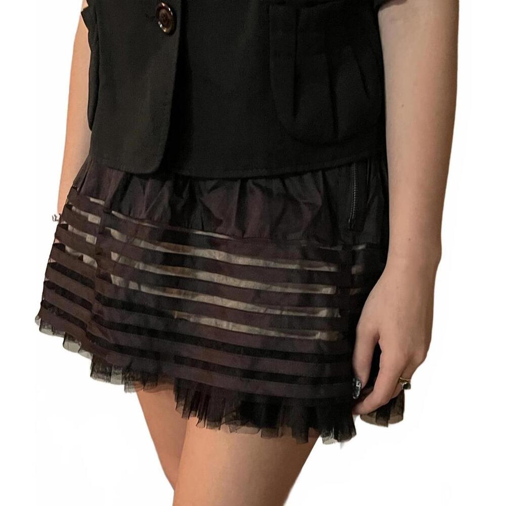 FreePeople Kawaii Sateen Ribbon Striped Mini Skirt - 10 (m/L) GothLolita ($98)